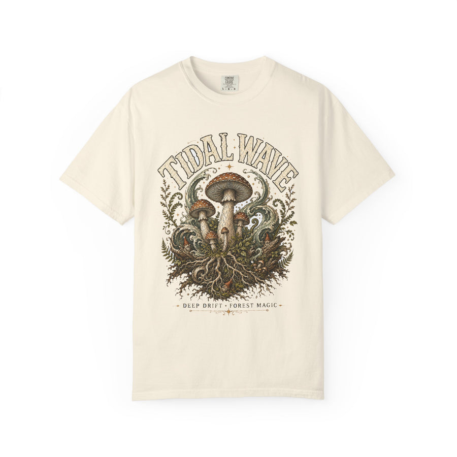 Tidal Wave Drift Mushroom T-Shirt — Hidden Gnome Graphic Tee | Mycelium Threadz