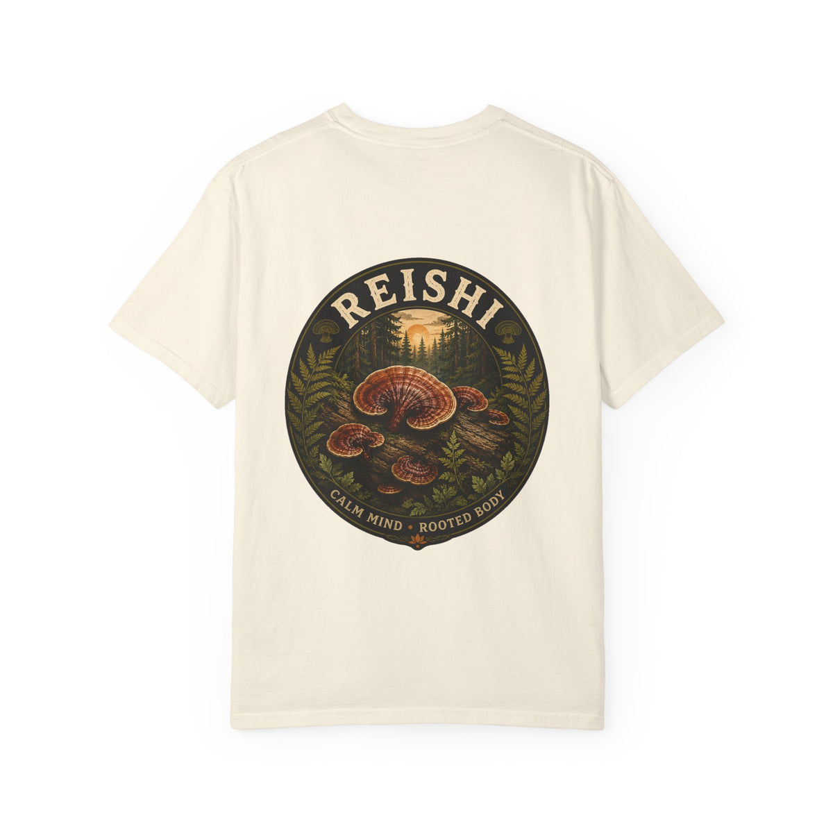 Reishi Calm Mind Rooted Body Mushroom T-Shirt | Mycelium Threadz Vintage Nature Tee