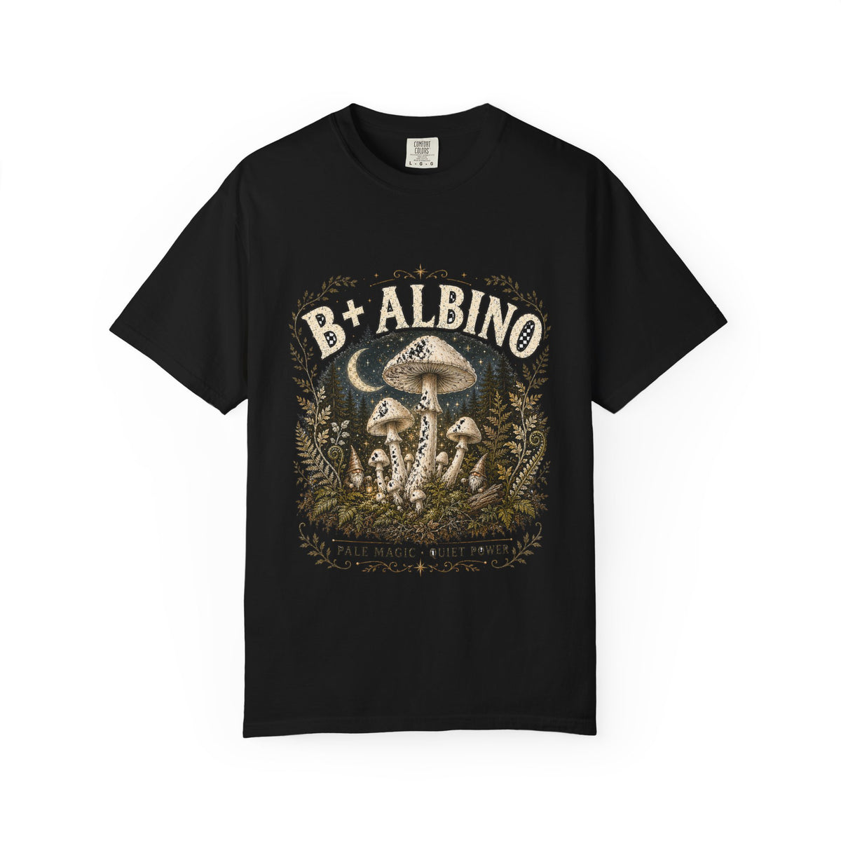 B+ Albino Pale Magic Mushroom T-Shirt | Mycelium Threadz Vintage Nature Tee