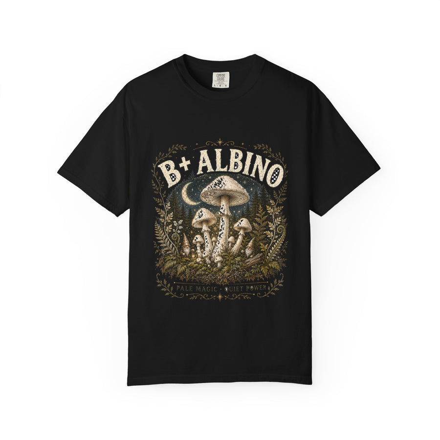 B+ Albino Pale Magic Mushroom T-Shirt | Mycelium Threadz Vintage Nature Tee