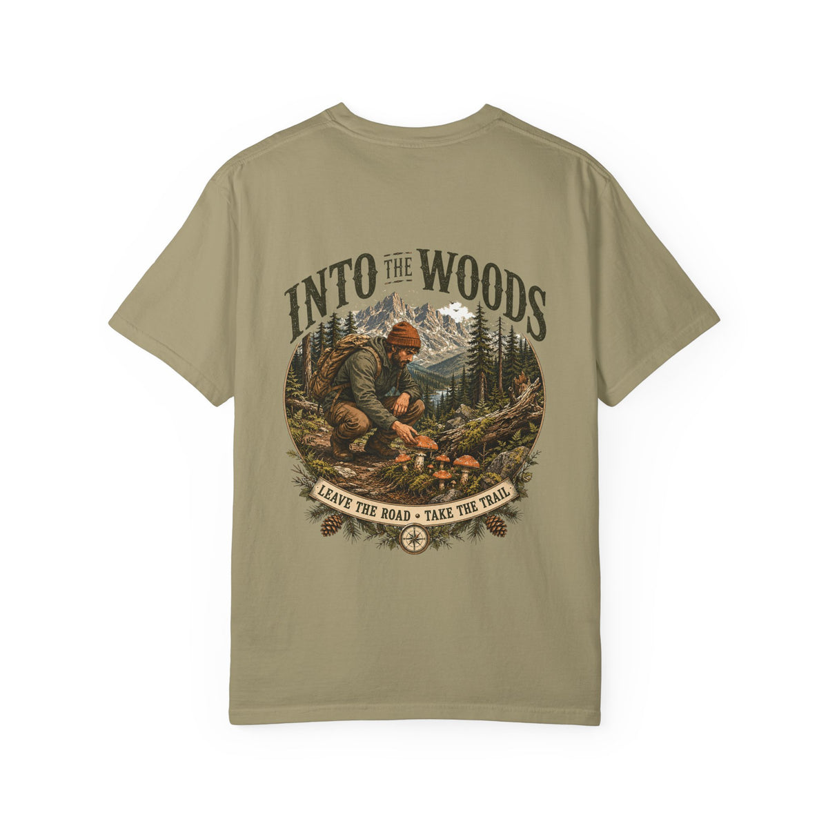 Into The Woods Mushroom T-Shirt — Foraging Hiker Graphic Tee | Mycelium Threadz
