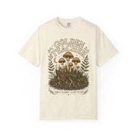 Golden Teacher Wisdom Mushroom T-Shirt — Hidden Gnome Graphic Tee | Mycelium Threadz