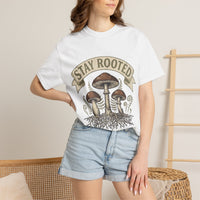 Stay Rooted Mushroom T-Shirt — Botanical Nature Graphic Tee