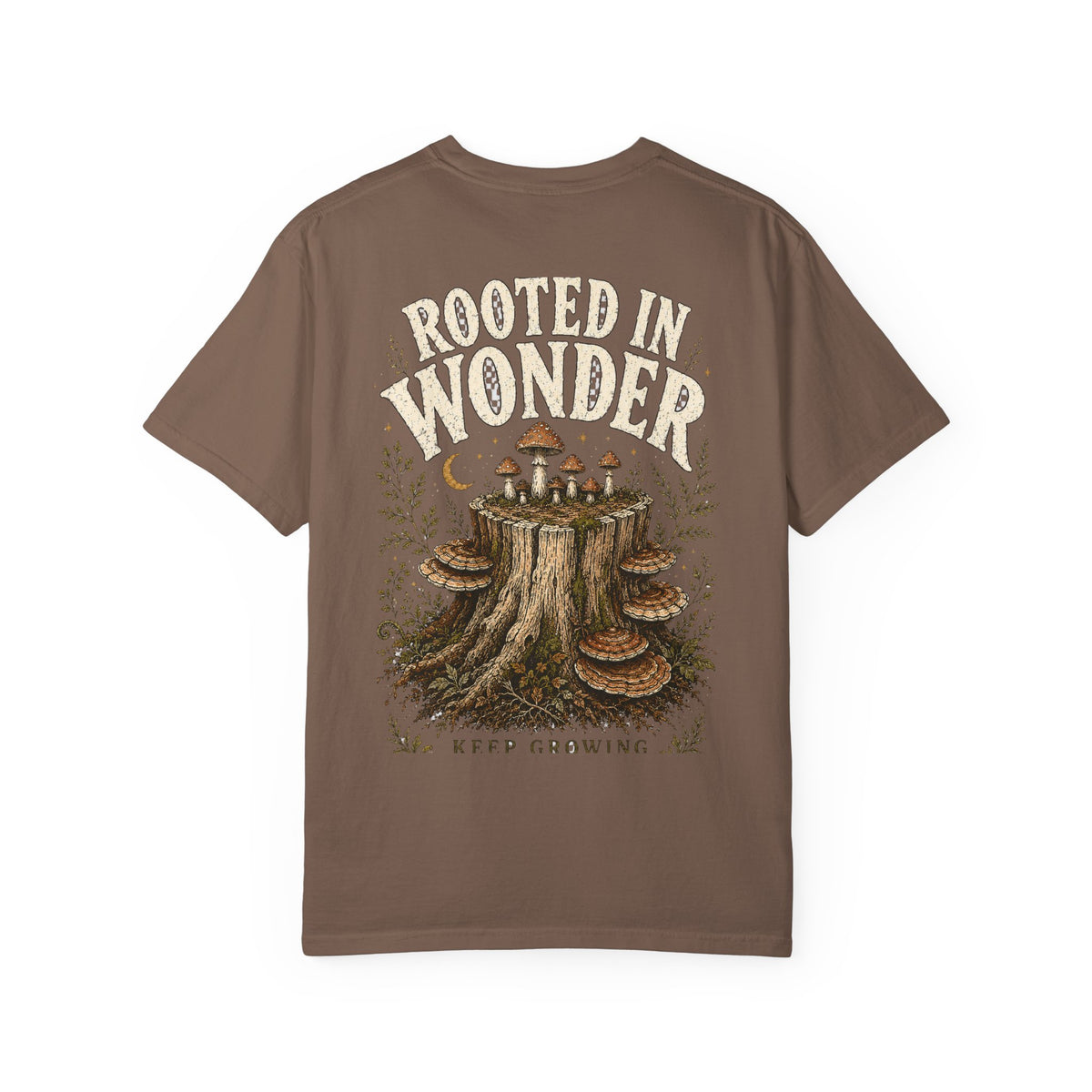 Rooted in Wonder Keep Growing Mushroom T-Shirt | Mycelium Threadz Vintage Nature Tee