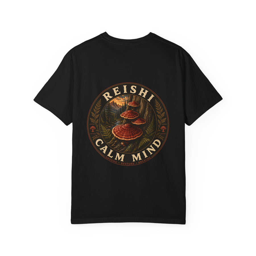 Reishi Calm Mind Restore Breathe Mushroom T-Shirt | Mycelium Threadz Vintage Nature Tee