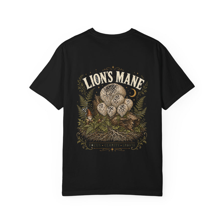 Lion's Mane Focus Clarity Growth Mushroom T-Shirt | Mycelium Threadz Vintage Nature Tee
