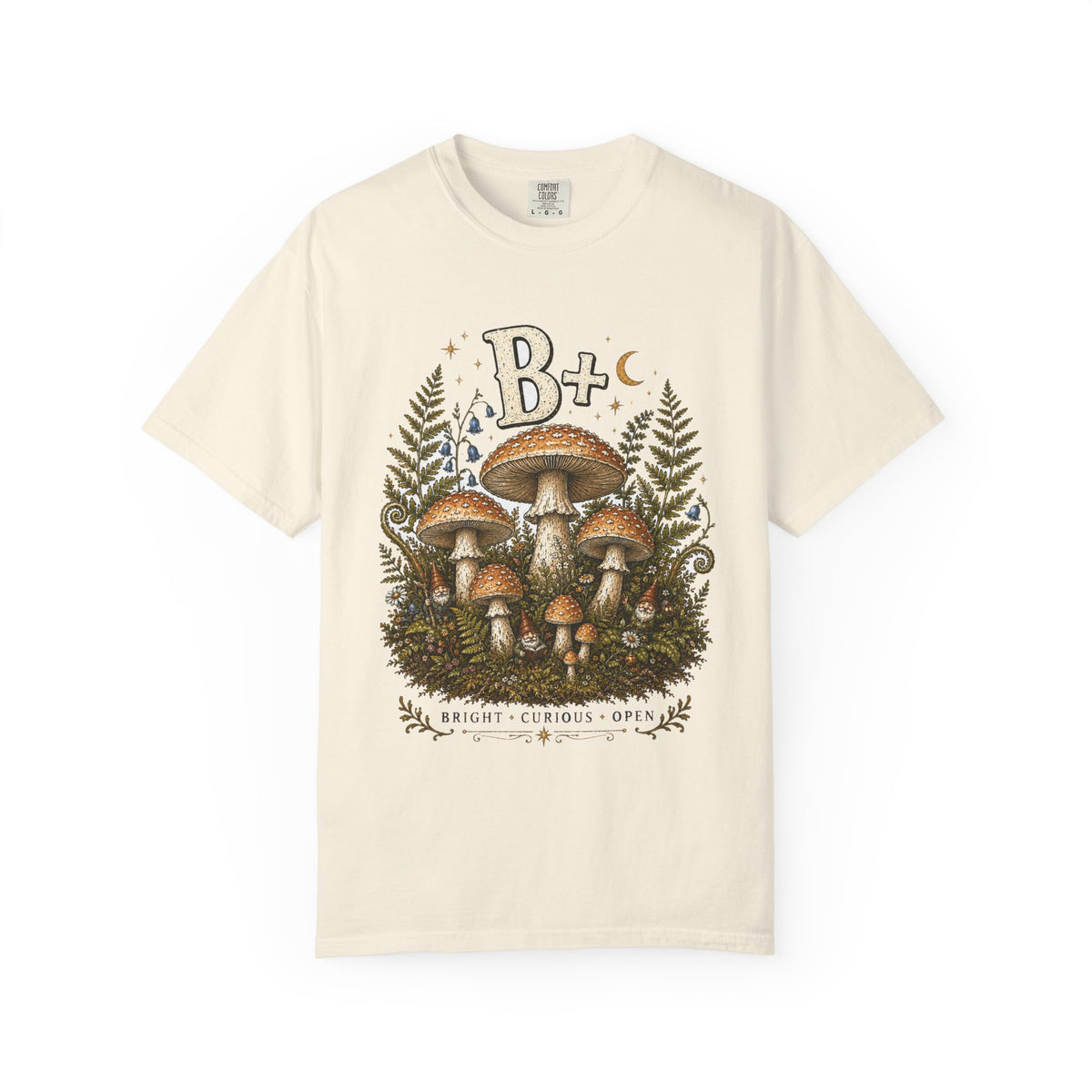 B+ Bright Mushroom T-Shirt — Hidden Gnome Graphic Tee | Mycelium Threadz