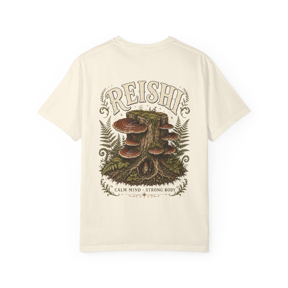Reishi Calm Mind Strong Body Mushroom T-Shirt | Mycelium Threadz Vintage Nature Tee