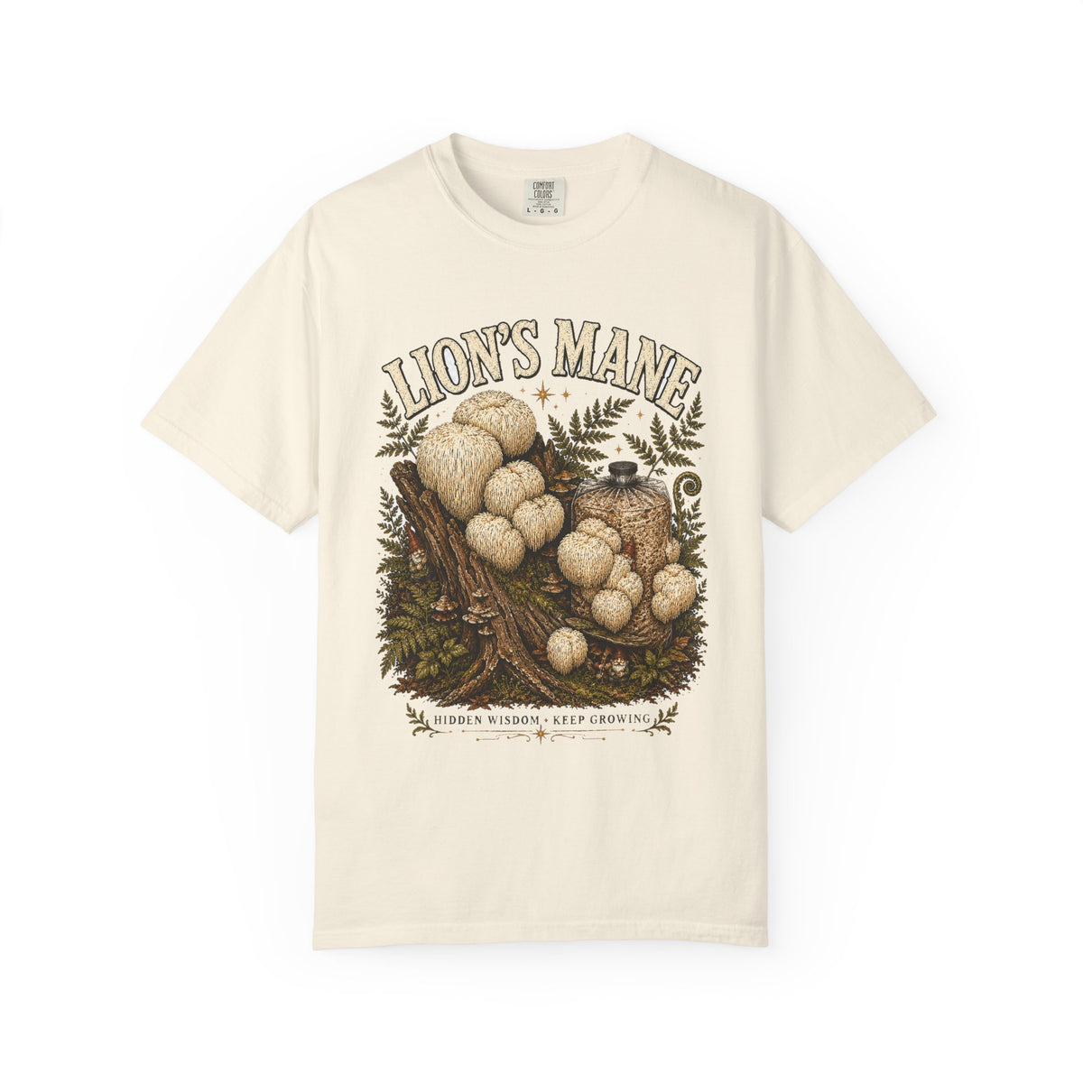 Lion's Mane Mushroom T-Shirt — Hidden Gnome Graphic Tee | Mycelium Threadz