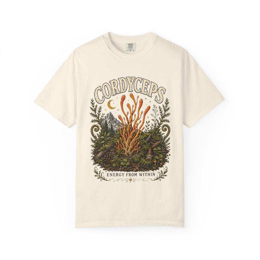 Cordyceps Energy From the Wild Mushroom T-Shirt | Mycelium Threadz Vintage Nature Tee