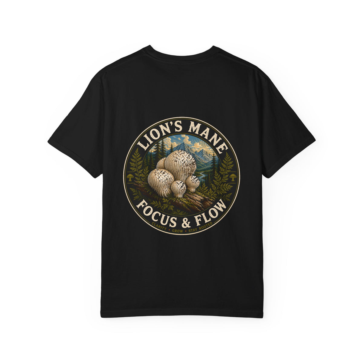 Lion's Mane Focus & Flow Mushroom T-Shirt | Mycelium Threadz Vintage Nature Tee