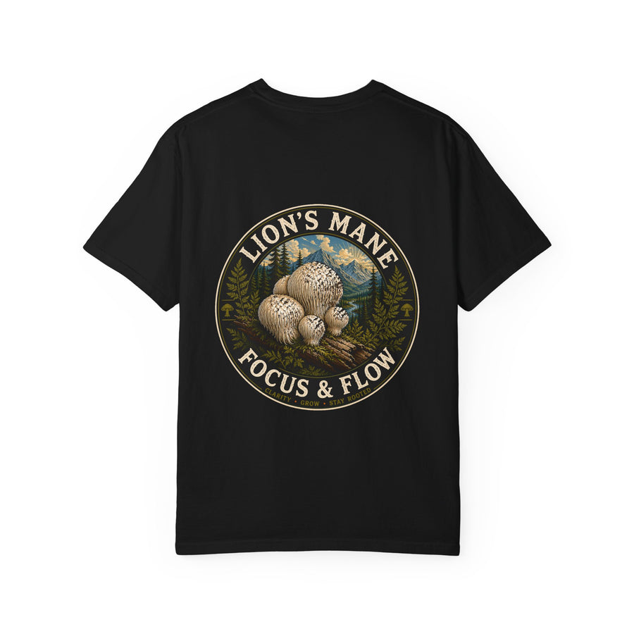 Lion's Mane Focus & Flow Mushroom T-Shirt | Mycelium Threadz Vintage Nature Tee