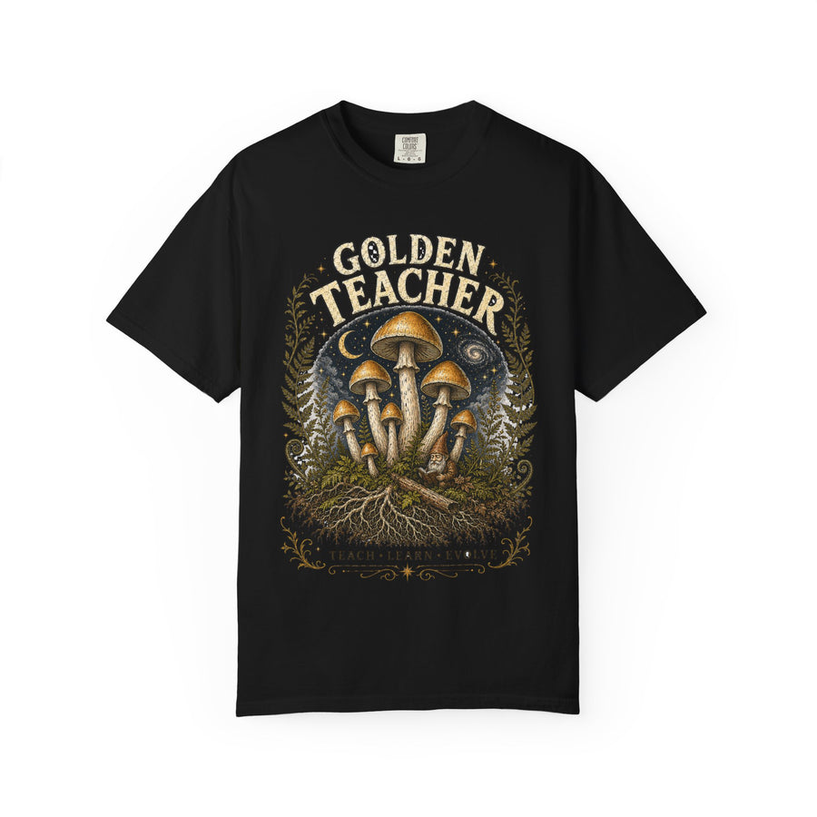 Golden Teacher Mushroom T-Shirt — Psychedelic Magic Mushroom Graphic Tee | Mycelium Threadz