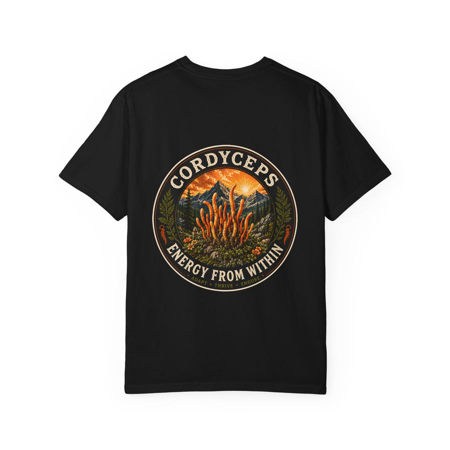 Cordyceps Energy From Within Mushroom T-Shirt | Mycelium Threadz Vintage Nature Tee