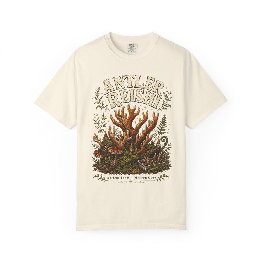 Antler Reishi Mushroom T-Shirt — Hidden Gnome Graphic Tee | Mycelium Threadz