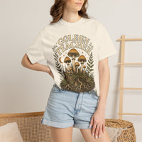 Golden Teacher Wisdom Mushroom T-Shirt — Hidden Gnome Graphic Tee | Mycelium Threadz