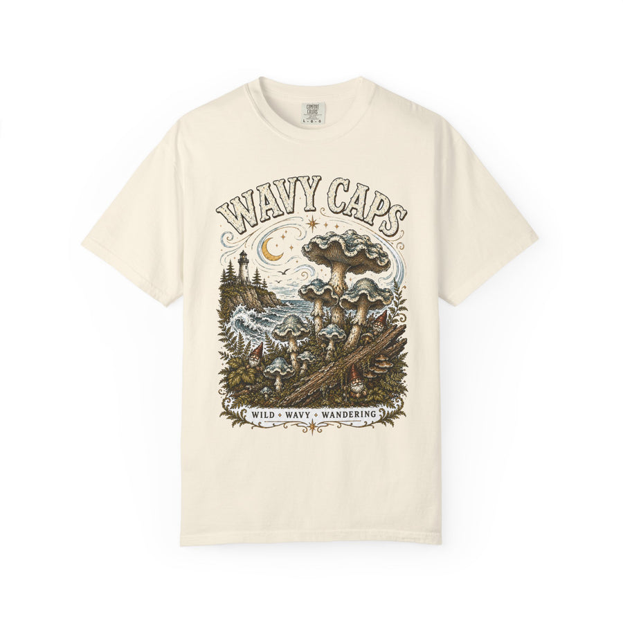Wavy Caps Mushroom T-Shirt — Hidden Gnome Graphic Tee | Mycelium Threadz